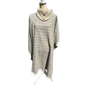 Vintage‎  Poncho Women's One Size Wool Cape Crochet Woven Boho Lagenlook